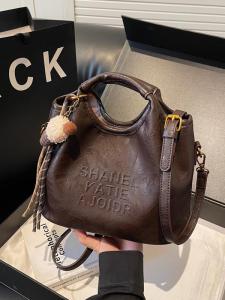 กระเป๋าถือทรงถังความจุขนาดใหญ่สำหรับผู้หญิง กระเป๋าสะพายไหล่ข้างเดียวสำหรับการเดินทาง กระเป๋าถือแบบลำลอง กระเป๋าสะพายข้าง กระเป๋าถือ PU วัสดุ