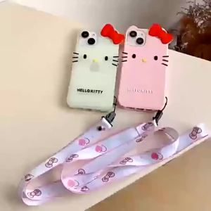 Sanrio | INS Style Cute Hello Kitty Phone Case For iPhone 12 13 14 15 16 17 18 Pro Max 17 18 Pro iPhone 11 Silicone Shockproof Back Cover