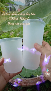 Lốc 100 cái ly (cốc) nhựa tim nhám trắng ĐÁY BẦU chịu nhiệt cứng cáp sang chảnh 500m 700ml