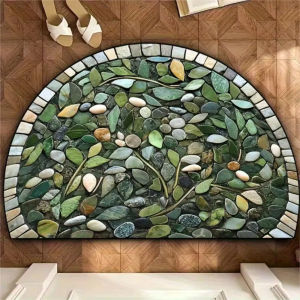 Thảm Trải Sàn Hình Bán Nguyệt Kiểu Mỹ VIKAMA Thảm Cửa Ra Vào & Phòng Tắm Phong Cách Retro Chất Liệu Polyester Bền Chống Trơn Trượt Dùng Trang Trí Nhà Cửa