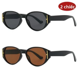 Bộ 2 Kính Mát Mắt Mèo Dành Cho Nữ Đơn Giản Đa Năng Khung Nhỏ Kính Bảo Vệ Chống Tia UV Phổ Biến 2026 Phong Cách Ngoài Trời Kính Mắt