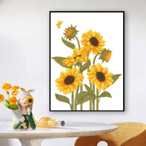 ชุดปักครอสติชลูกปัด สีขาว แบบ ลายดอกทานตะวัน รุ่นแนวตั้ง ดูออกมู่ตะวัน รุ่นใหม่ ชุด งานปัก