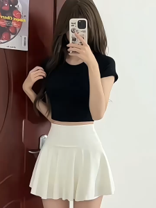 Sports Skirt with Pocket Women High Waist Breathable Anti-glare Volleyball/Running/Yoga/Gym/Cycling/Tennis/Jogging