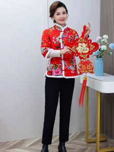 Thickened Fleece Cotton Jacket Vest for Middle-Aged And Elderly Mothers Spring Autumn Short Sleeve Half Sleeve Vintage Style