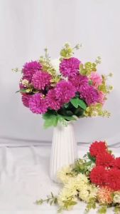 Bunga Pompom Mix Crysan 6 Cabang/Bunga Hias Hantaran/Bunga Buket Murah