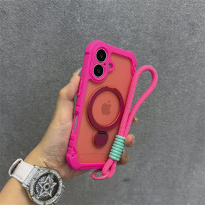 Luxury For Magsafe Holder Magnetic Case For iPhone 16 15 14 13 12 Pro Max 16 Plus Fashion Nylon Wristband Lanyard Soft Cover