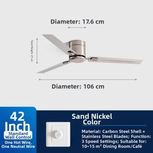 PUYU | Large Wind Power Modern Simple 58 Inch Stainless Steel Ceiling Fan