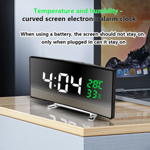 1PC curved screen LED temperature and humidity electronic clock Multi functional timed alarm clock Room/Home Decoration