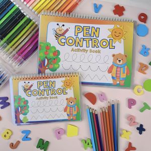 PEN CONTROL ACTIVITY BOOK • PERSONALIZED LAMINATED WRITE AND ERASE 22 ACTIVITIES • FREE 2 PCS MARKER