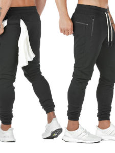 Quần Thể Thao Nam Màu Trơn Có Khóa Kéo Cạp Vừa Quần Dài Thường Ngày Bằng Vải Polyester Thoải Mái Mùa Đông Quần Thể Thao