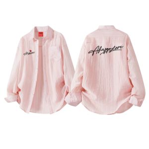 CHARLES JANGS HAPPY HEART | Summer Light Letter Print Tencel Shirt