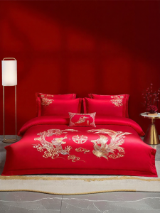 Boyang Home Textile | Wedding Dragon Phoenix Bedding Set Long Staple Cotton