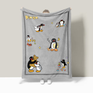 Pingu Penguin Feather Blanket Thin Air Conditioned Sofa Blanket Cartoon Children Student Summer Nap Office Blanket Polyester Velvet