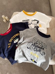 Boys Short Sleeve T-Shirt Pure Cotton Breathable Summer Cartoon Color Block Baby Casual Loose Fit round Neck Top Trendy Brand