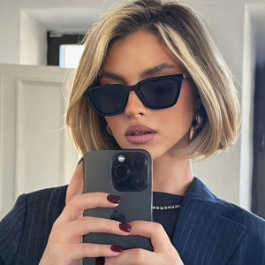 Womens new fashionable glasses cat eye style retro box oversized glasses UV400 sunglasses travel eye protection