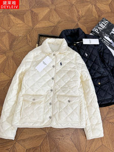 Deylevi American Style Retro Diamond Grid Polo Collar Cotton Jacket Womens Loose Cotton Clothes Autumn Winter New Arrival