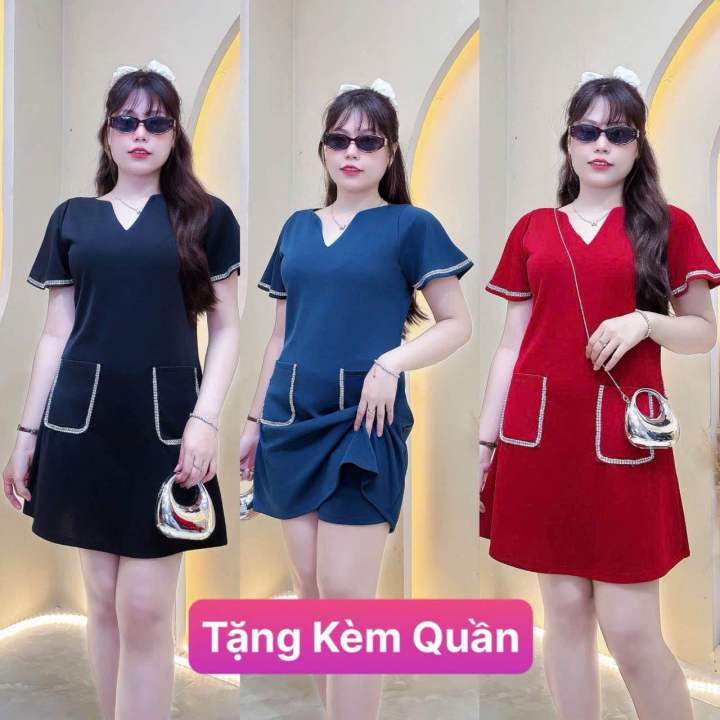 Đầm dáng suông BigSize 50kg-105kg Tặng kèm quần đùi kiểu dáng Sang Chảnh Trẻ Trung Dành Cho Chị Em Mũm Mĩm Chất Liệu thun 2Da