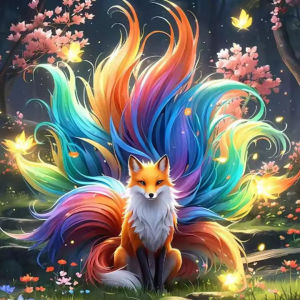 HUACAN 11CT Cross Stitch Kit Fox Animal Colorful Printed Canvas DMC Thread Needlework Handmade Home Decor Crafts