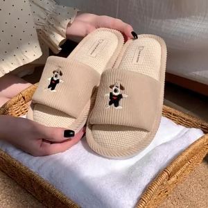 Xixitiao mùa xuân và mùa hè Trong Nhà đế mềm giày độn bông Cho Sinh Viên Mồ Hôi Thấm Thở Thoải Mái Dễ Thương Puppy Dép Đi Trong Nhà Cho Phụ Nữ