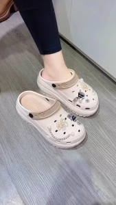 Dép Nữ Đế Cao 8.0cm Charm Đá 3D (Đen Be Nâu) EVA Siêu Nhẹ Nâng Chiều Cao Dép Cross iDÉP SL055