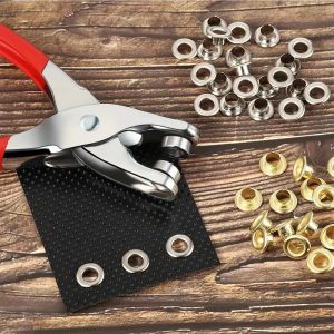1 Set 1/4 Inch Grommet Eyelet Plier Set Eyelet Hole Punch Pliers Kit With 100 Metal Eyelets Grommet Tool Kit For Leather Cloth