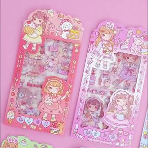 [SG]  Cartoon Honey Girl Stickers Cute Girly Heart Character DIY Decoration Journal Material