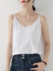 MOCHU | New Lightweight Breathable White Summer Cotton Spaghetti Strap Camisole