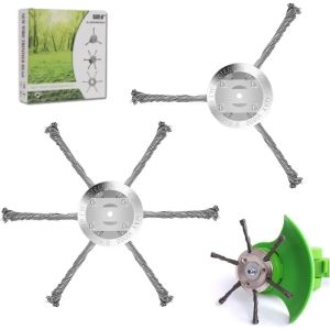 Wire Brush Cutter Trimming Head 6 Inch 3/6 Blade Lawn Mower Trimming Replacement Head for Cordless Trimmer Rotary Weeder Head
