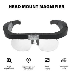 Head-mounted Magnifying Glasses With 2 LED Light USB Rechargeable Magnifier For Reading Watchmaker Repair 1.5X 2.5X 3.5X 5.0X