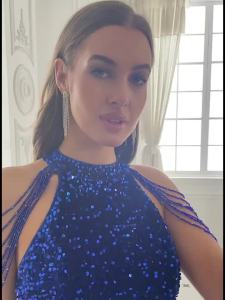 Váy Dạ Hội Màu Xanh Sequin Kiểu Halter Không Tay Đính Hạt Cổ Tròn Dài Chấm Đất Kiểu Dáng Ôm Eo Dáng Thẳng Thích Hợp Cho Đám Cưới Và Tiệc Tùng.