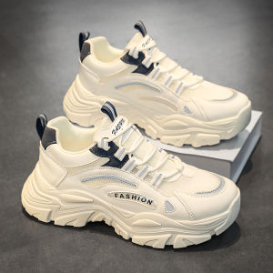 Mens Breathable Running Shoes Dad Sneakers Thick Bottom Summer New Style Youth White Sports Shoes Mesh Upper Comfortable