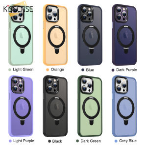 KISSCASE Suitable For Iphone15ProMax Magsafe Case Matte Colorful Skin Feeling Anti-Fall Frosted PC Hard Mobile Phone Case Fulcrum Invisible Bracket Back Cover For Apple15 Pro Max 14 Plus 13 12 11