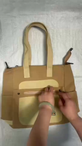 JOANNA BAG #4069 KOREAN CANVAS FASHION TOTE BAG WITH ZIPPERED FRONT POCKET ADJUSTABLE SHOULDER STRAPS FOR WOMEN