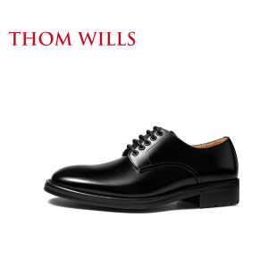 ThomWills Mens Formal Leather Shoes Business Commute Wedding Derby Shoes Spring Autumn Season Low Heel round Toe Rubber Sole