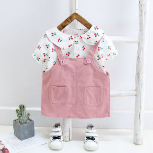 Straps Children clothing sets for girls baju kanak kanak perempuan Casual Baby Clothes Set