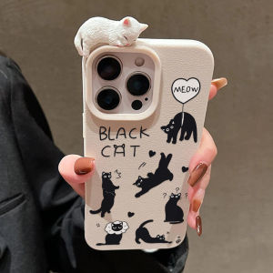 Cat Phone Case With 3D Cute Cat Leather Case For iPhone 17 11 Pro Max 12 13 14 15 16 Pro Max 15 16 Plus Shockproof Cover Funda