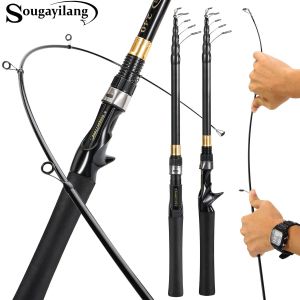 Sougayilang Telescopic Fishing Rod 1.8M-2.4M 5-6 Sections Spinning Casting Rod for Seawater Fishing Accessories Pesca חכת דייג