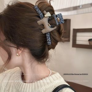 JIUDUOLAN | Unique AB Design Stuffed Dog Hair Clip Checkered Bow