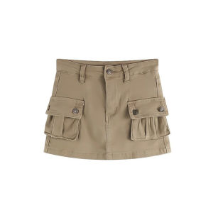 🦋 VEVE Mini Skirt Cargo Clothes High Waist Olive A-line Skirt for Women High Waist