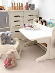 🦁Tinylion🦁 โต๊ะเด็ก โต๊ะเด็กอนุบาล โต๊ะเขียนหนังสือ โต๊ะทำการบ้าน โต๊ะเขียนหนังสือเด็ก พับเก็บได้ 1โต๊ะ1เก้าอี้ใหม่