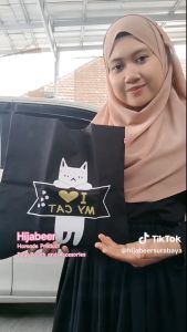 Tote Bag Sablon - Bahan Dinir D300 - Tote bag Custom - Tas Tangan - Tas Sekolah