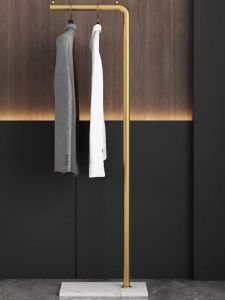 ATTICLIVING-Gold Coat Rack Stand With 5 Hooks Metal Coat Hanger Freestanding Entryway Hallway Bedroom Office for Hanging Clothes Hats Bags Jacket