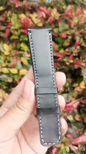 Tali Kulit Jam Tangan Pria Sapi Pull Up Warna Hitam Custom Bergaransi