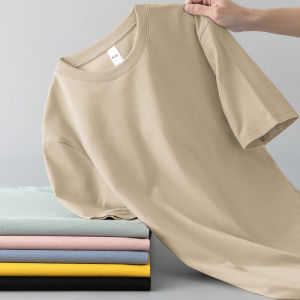 Loose Fit Mens Short Sleeve T-Shirt Pure Color round Neck Thin Summer Base Shirt Top Youth Fashion Basic Style Half Sleeve