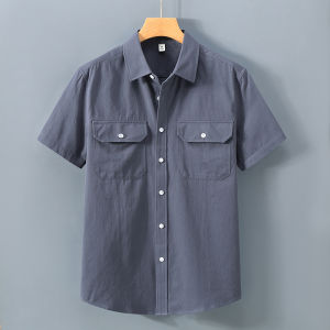 Áo Sơ Mi Nam Mùa Hè Mới Rộng Rãi Thoáng Khí Cotton Nguyên Chất Mỏng Màu Trơn Thường Ngày Áo Sơ Mi Công Sở Phong Cách Thường Ngày