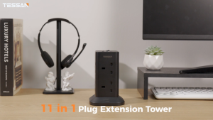 TESSAN SG - SG Safety Mark 8 or 12 Outlets Extension Cord Tower with USB Type C  Surge Protector Multi Tower Socket Power Strip