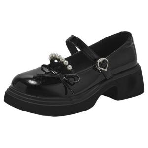 Josiny | Thick-soled Mary Jane Shoes with Pearls Female Height Increasing