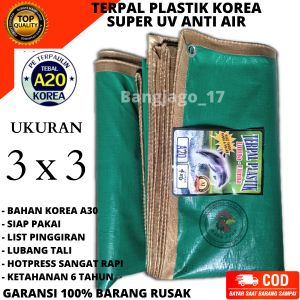 Terpal A20 tebal 3x3 meter tutup truk tenda jemuran sudah ada lubang tali