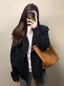 Vintage Retro Thickened Fluffy Knitted Cardigan