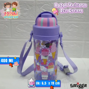 Botol Minum 430 ml dan Tali Panjang motif Unicorn / Tempat Minum Motif Happy Unicorn / Botol Minum Tali Happy Unicorn